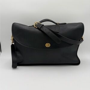 Vintage Coach 2105 Black Leather Messenger Bag | Made in USA | Brass Turnlock